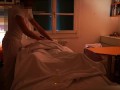 Professional masseur makes a stranger woman cum 3 times and cums on her belly