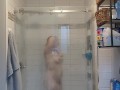 SPY  - Curvy Blonde TEEN plays with pussy and takes sexy shower