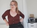 BRITISH REDHEAD TEACHER GIVES JERK OFF INSTRUCTIONS AND HEELS