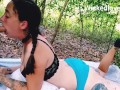 Outside Sloppy face fuck on her belly tease