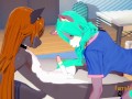 Furry Yiff Hentai - Grey Fox x Dog Sex in a bedroom - 3D Furry Hentai