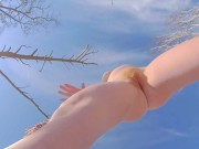 Public Jerk Off on my Large Natural Boobs and Lick Cum from My Tits | Ginger Caught Doing Yoga Naked