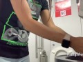 Extreme on the train. Teen girl took off her panties and pee in public