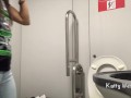 Extreme on the train. Teen girl took off her panties and pee in public