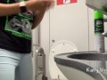 Extreme on the train. Teen girl took off her panties and pee in public