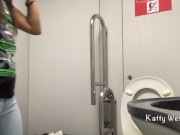 Extreme on the train. Teen girl took off her panties and pee in public