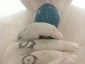 Sloppy Shower Dildo Blowjob