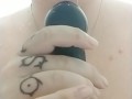 Sloppy Shower Dildo Blowjob