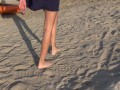 Following her sexy feet on the beach