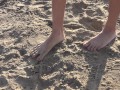 Following her sexy feet on the beach