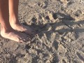 Following her sexy feet on the beach