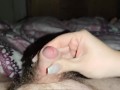 Handjob with long red nails