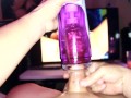 Sex-Toy Head-Spin Cum-Shot Right Round