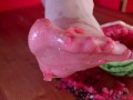 Crushing watermelon with nylon feet trailer