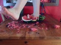 Crushing watermelon with nylon feet trailer