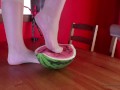Crushing watermelon with nylon feet trailer