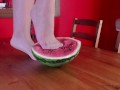 Crushing watermelon with nylon feet trailer