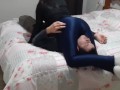 Headscissors in shiny legging