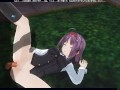 3D HENTAI Konno Yuuki gets fucked in the yard and takes a creampie