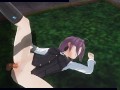 3D HENTAI Konno Yuuki gets fucked in the yard and takes a creampie