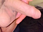 Fat juicy cock and balls bouncing in slow mo with pre cum