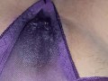 Creamy pussy in purple thong