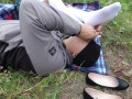 Slave kiss feet schoolgirl in pantyhose white knee socks