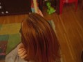 Wife combs sperm into her hair after fucking and tittyjob.