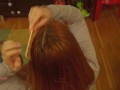 Wife combs sperm into her hair after fucking and tittyjob.