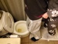 Holding my boyfriend's cock while he pees in the toilet | long pee | taking care of my man