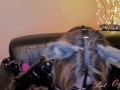 Dog Slut-Orgasma Celeste prepairing pussy hair and a soacked string for a user