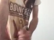 Cumming hard on dining room table. Hot amateur cum from big dick married straight guy