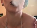 Smoking in a halter top 