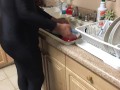 Doing dishes and wetting myself with my spandex