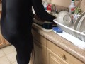 Doing dishes and wetting myself with my spandex