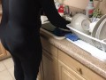 Doing dishes and wetting myself with my spandex