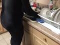 Doing dishes and wetting myself with my spandex