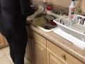 Doing dishes and wetting myself with my spandex