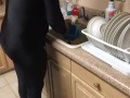 Doing dishes and wetting myself with my spandex