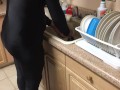 Doing dishes and wetting myself with my spandex