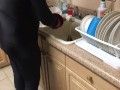 Doing dishes and wetting myself with my spandex