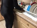 Doing dishes and wetting myself with my spandex