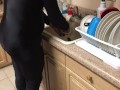 Doing dishes and wetting myself with my spandex
