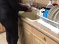 Doing dishes and wetting myself with my spandex