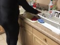 Doing dishes and wetting myself with my spandex