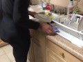 Doing dishes and wetting myself with my spandex