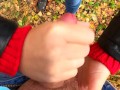 Caught while Finish me Off! Risky Public Handjob by Cute Teen in Forest