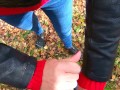 Caught while Finish me Off! Risky Public Handjob by Cute Teen in Forest