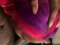 Pink hair girl gagging on BBC