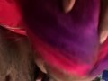 Pink hair girl gagging on BBC